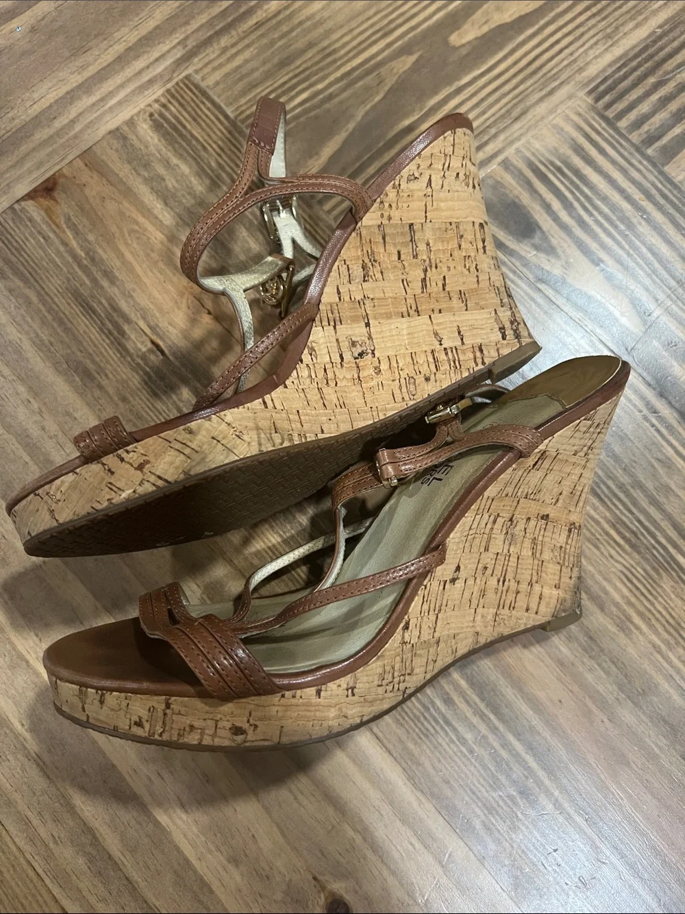 MICHAEL Michael Kors Brown Leather Strappy Wedges